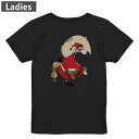 Tシャツ レディース バックプリント 半袖 ブラック 黒 デザイン M L tシャツ ティーシャツ T shirt 010068 クリスマス サンタ キャラクター