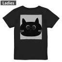 Tシャツ レディース バックプリント 半袖 ブラック 黒 デザイン M L tシャツ ティーシャツ T shirt 010392 動物 猫 シンプル(4)