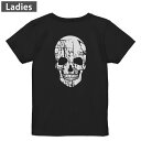 Tシャツ レディース バックプリント 半袖 ブラック 黒 デザイン M L tシャツ ティーシャツ T shirt 011568 骸骨 ドクロ 黒(4)