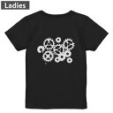 Tシャツ レディース バックプリント 半袖 ブラック 黒 デザイン M L tシャツ ティーシャツ T shirt 012283 ネジ 機械 シンプル(4)
