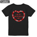 Tシャツ レディース バックプリント 半袖 ブラック 黒 デザイン M L tシャツ ティーシャツ T shirt 012949 母の日 カーネーション 花