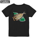 Tシャツ レディース バックプリント 半袖 ブラック 黒 デザイン M L tシャツ ティーシャツ T shirt 013300 食べ物 絵 魚(4)