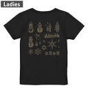 Tシャツ レディース バックプリント 半袖 ブラック 黒 デザイン M L tシャツ ティーシャツ T shirt 013850 クリスマス サンタ トナカイ