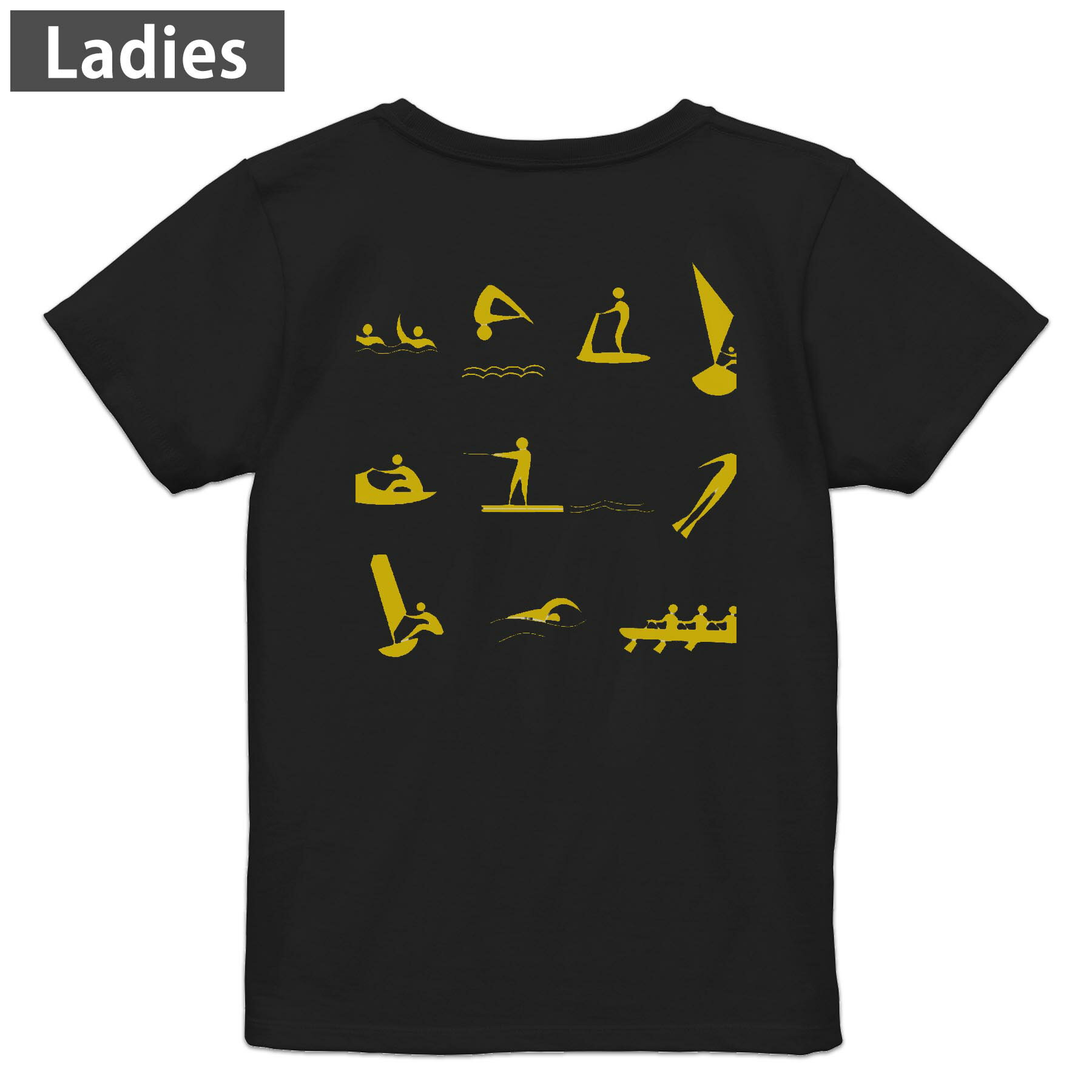 Tシャツ レディース バックプリント 半袖 ブラック 黒 デザイン M L tシャツ ティーシャツ T shirt 014119 海　ヨット　ボート(4)