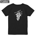 Tシャツ レディース バックプリント 半袖 ブラック 黒 デザイン M L tシャツ ティーシャツ T shirt 014232 ぶどう フルーツ 果物