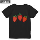 Tシャツ レディース バックプリント 半袖 ブラック 黒 デザイン M L tシャツ ティーシャツ T shirt 014692 イチゴ フルーツ