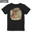 Tシャツ レディース バックプリント 半袖 ブラック 黒 デザイン M L tシャツ ティーシャツ T shirt 014719 うさぎ 動物 アニマル