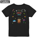 Tシャツ レディース バックプリント 半袖 ブラック 黒 デザイン M L tシャツ ティーシャツ T shirt 015286 こどもの日 鯉のぼり 兜 熊