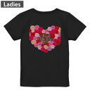 Tシャツ レディース バックプリント 半袖 ブラック 黒 デザイン M L tシャツ ティーシャツ T shirt 015311 母の日 バラ 花 母 カーネー...