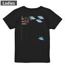 Tシャツ レディース バックプリント 半袖 ブラック 黒 デザイン M L tシャツ ティーシャツ T shirt 015340 こどもの日 鯉のぼり 兜 熊