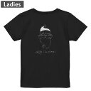 Tシャツ レディース バックプリント 半袖 ブラック 黒 デザイン M L tシャツ ティーシャツ T shirt 015486 クリスマス サンタクロース