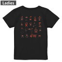 Tシャツ レディース バックプリント 半袖 ブラック 黒 デザイン M L tシャツ ティーシャツ T shirt 015487 クリスマス サンタクロース