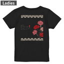 Tシャツ レディース バックプリント 半袖 ブラック 黒 デザイン M L tシャツ ティーシャツ T shirt 015823 母の日 花 カーネーション
