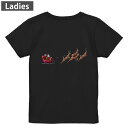 Tシャツ レディース バックプリント 半袖 ブラック 黒 デザイン M L tシャツ ティーシャツ T shirt 015830 サンタ トナカイ そり