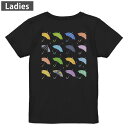 Tシャツ レディース バックプリント 半袖 ブラック 黒 デザイン M L tシャツ ティーシャツ T shirt 016321 傘 梅雨 カラフル