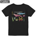 Tシャツ レディース バックプリント 半袖 ブラック 黒 デザイン M L tシャツ ティーシャツ T shirt 016460 鯉のぼり こどもの日 柏餅
