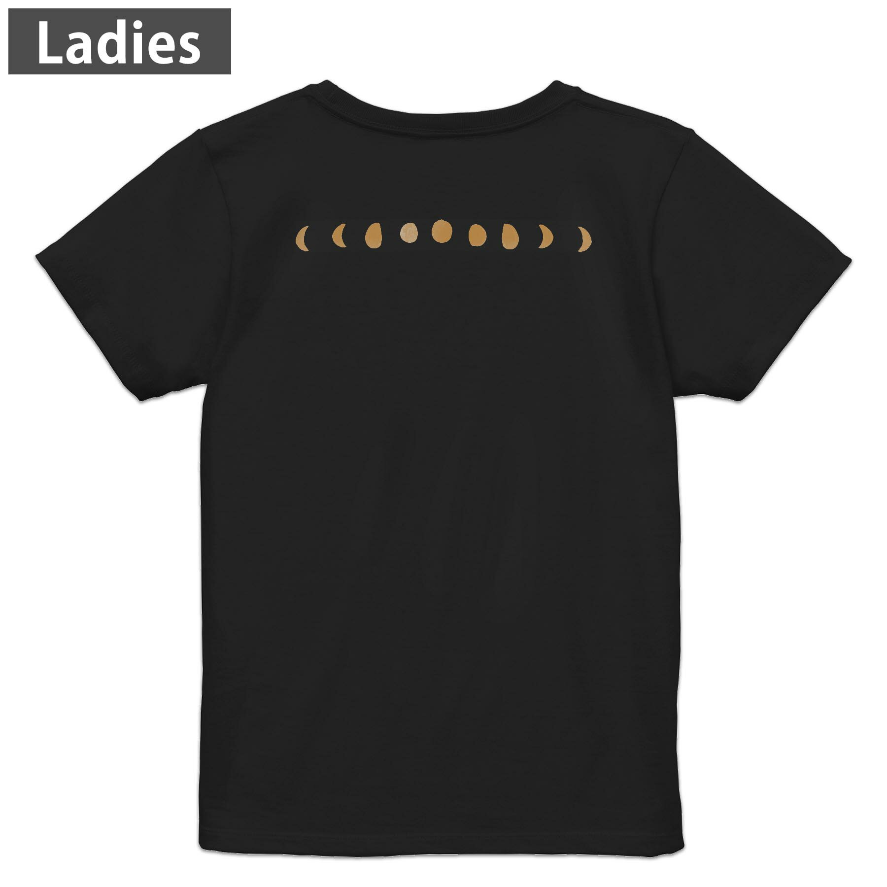 Other - Tシャツ レディース バックプリント 半袖 ブラック 黒 デザイン M L tシャツ ティーシャツ T shirt 017493 月の満ち欠け　夜　月