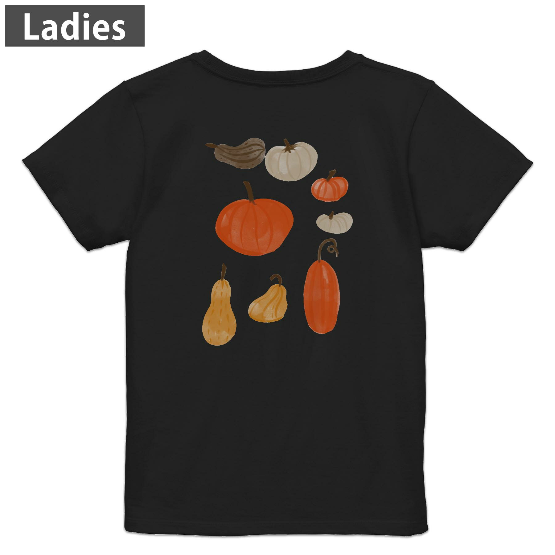 American Casual - Tシャツ レディース バックプリント 半袖 ブラック 黒 デザイン M L tシャツ ティーシャツ T shirt 017497 かぼちゃ　パンプキン　かわいい