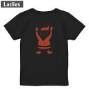 Tシャツ レディース バックプリント 半袖 ブラック 黒 デザイン M L tシャツ ティーシャツ T shirt 017668 サンタ 赤 クリスマス