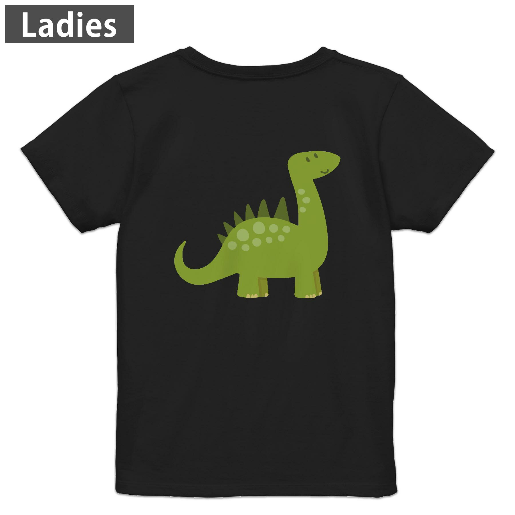 Tシャツ レディース バックプリント 半袖 ブラック 黒 デザイン M L tシャツ ティーシャツ T shirt 017739 Dinosaurs 恐竜