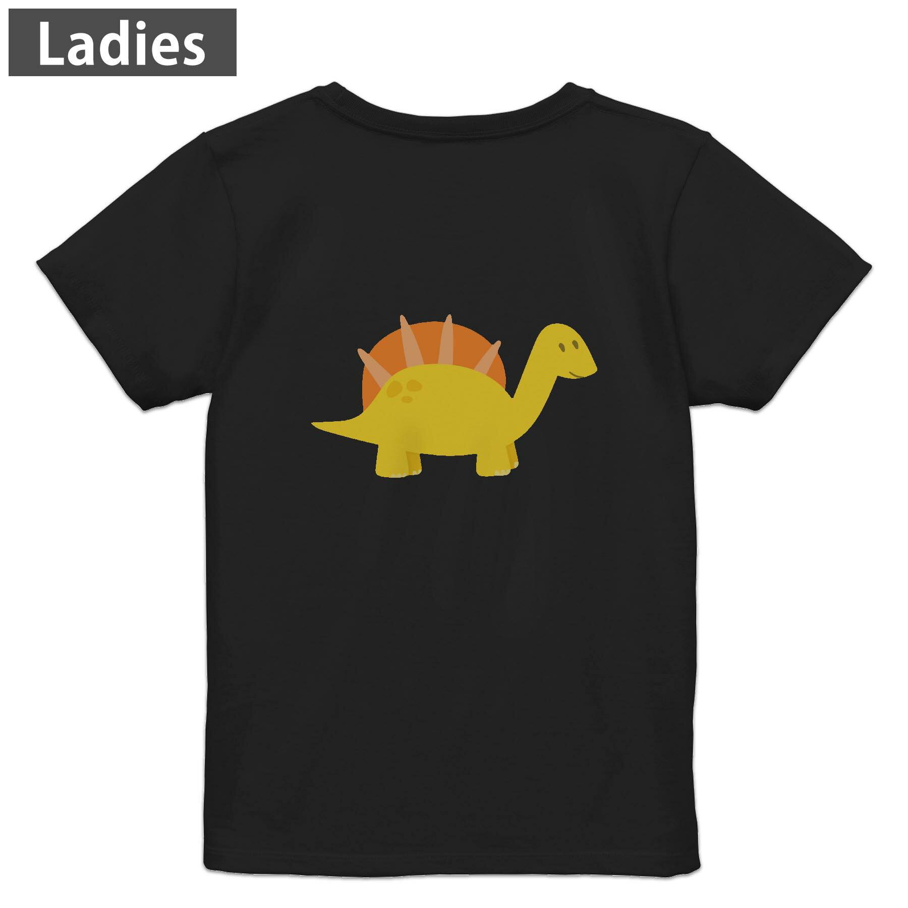 Rakuten - Tシャツ レディース バックプリント 半袖 ブラック 黒 デザイン M L tシャツ ティーシャツ T shirt 017748 Dinosaurs　恐竜