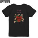 Tシャツ レディース バックプリント 半袖 ブラック 黒 デザイン M L tシャツ ティーシャツ T shirt 017800 母の日 ママ ハート