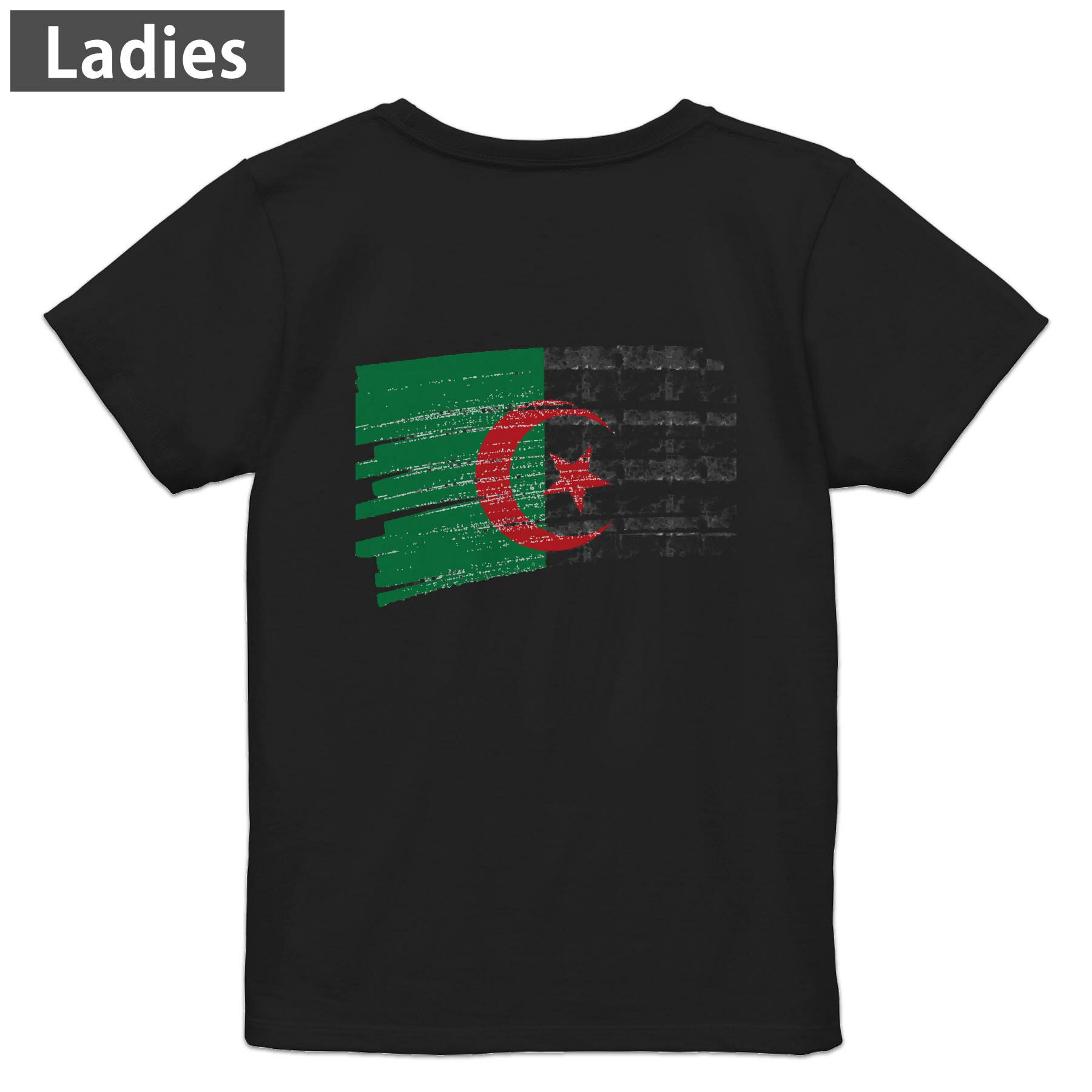 Other - Tシャツ レディース バックプリント 半袖 ブラック 黒 デザイン M L tシャツ ティーシャツ T shirt 018380 algeria アルジェリア