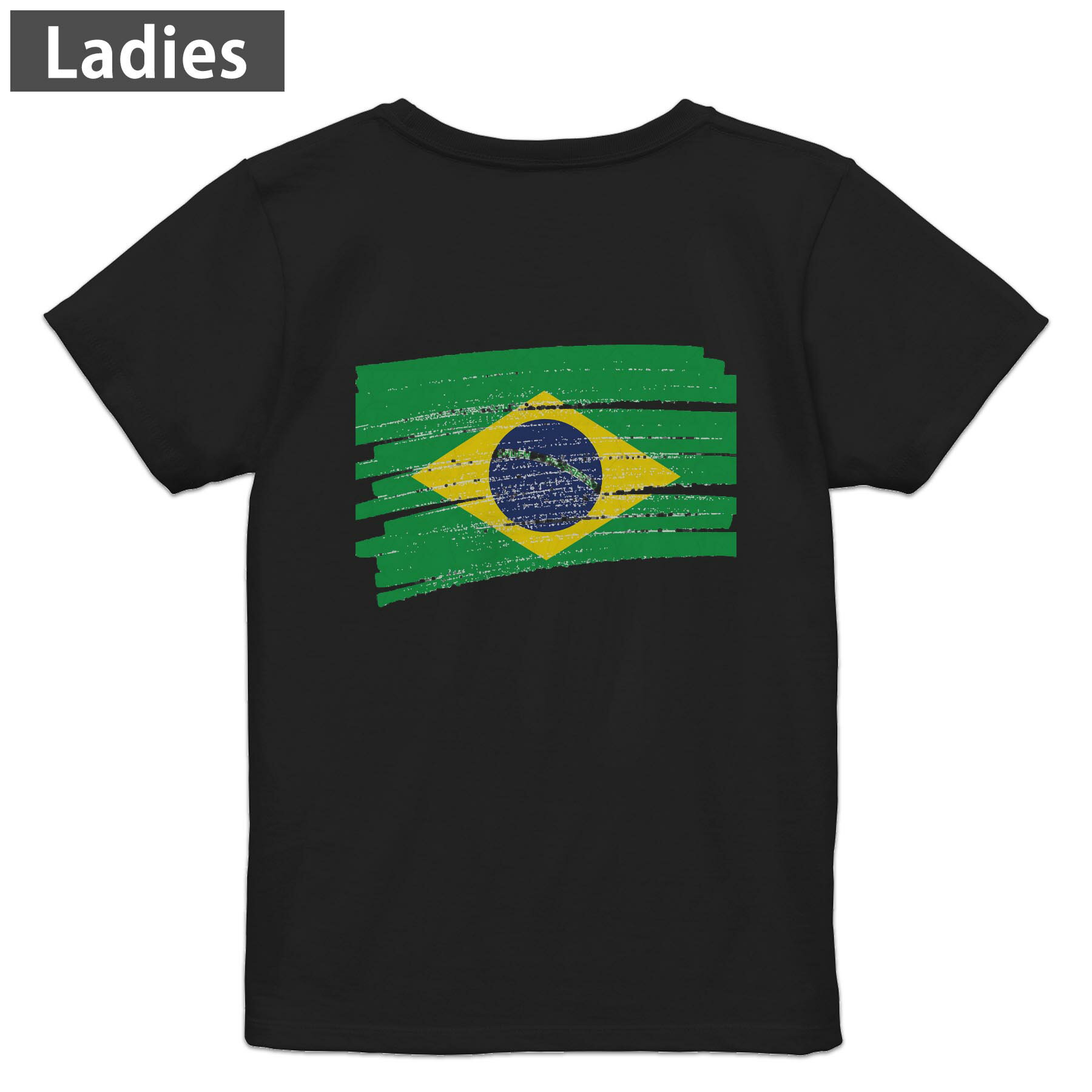 Tシャツ レディース バックプリント 半袖 ブラック 黒 デザイン M L tシャツ ティーシャツ T shirt 018405 brazil ブラジル