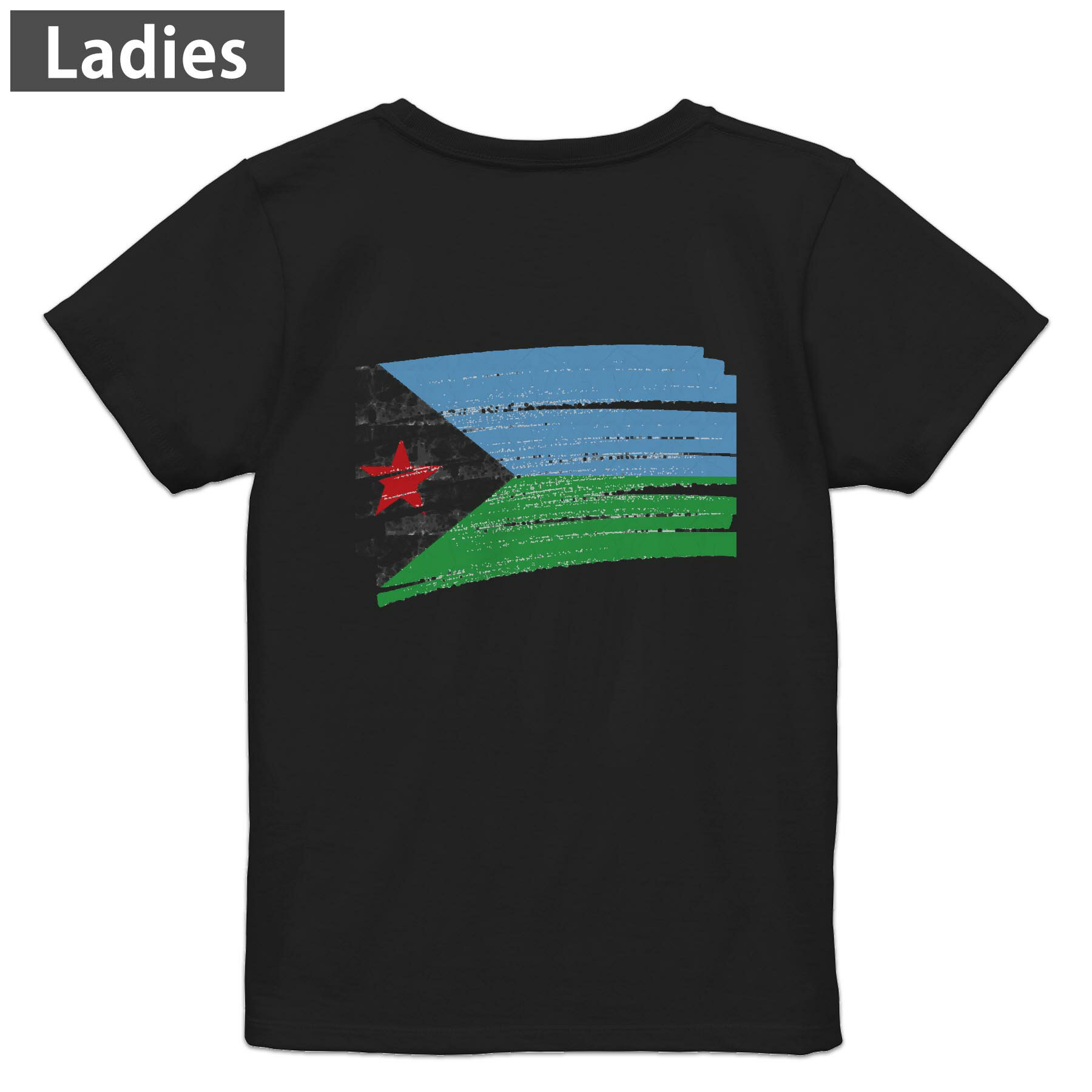 Other - Tシャツ レディース バックプリント 半袖 ブラック 黒 デザイン M L tシャツ ティーシャツ T shirt 018432 djibouti ジブチ