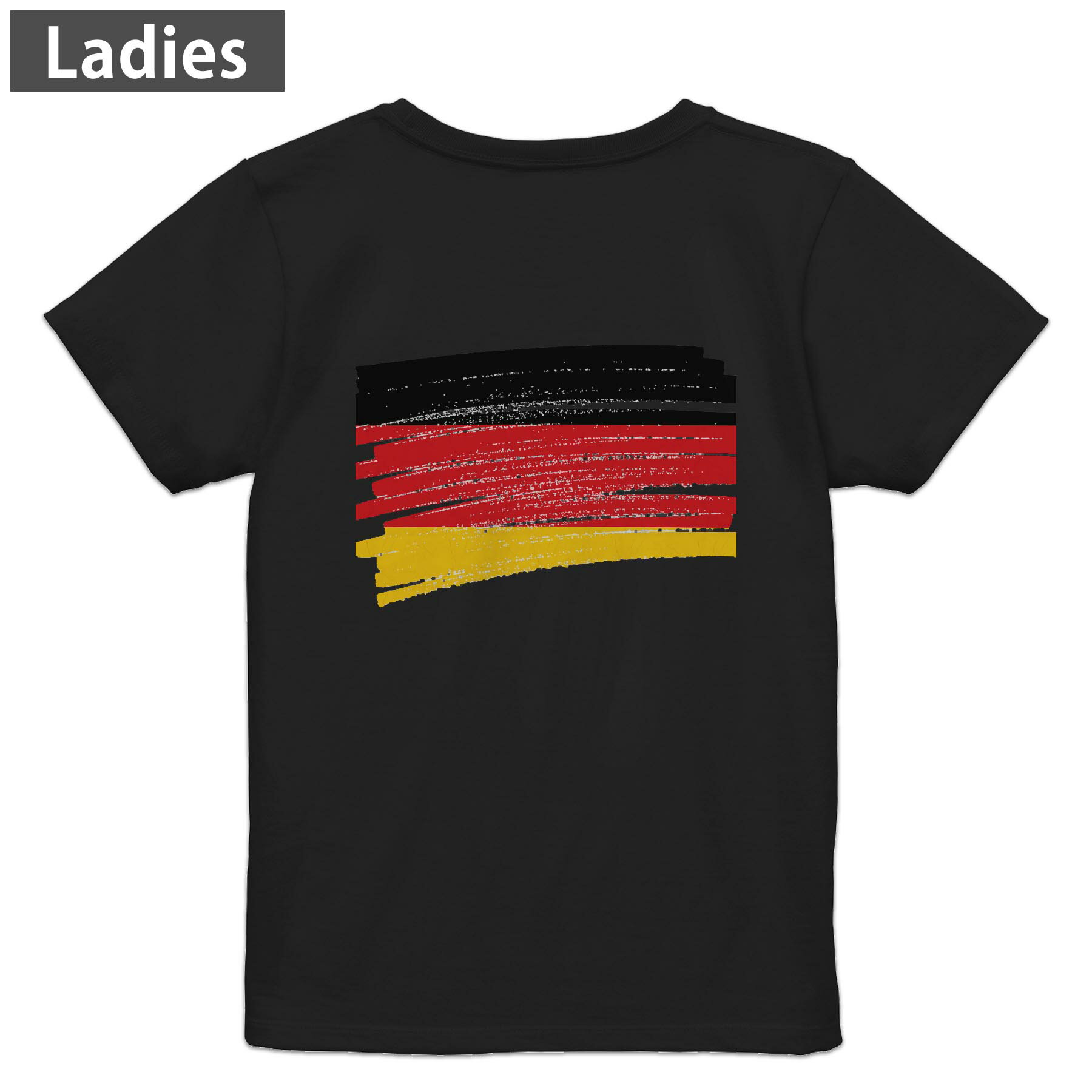 Print - Tシャツ レディース バックプリント 半袖 ブラック 黒 デザイン M L tシャツ ティーシャツ T shirt 018454 germany ドイツ