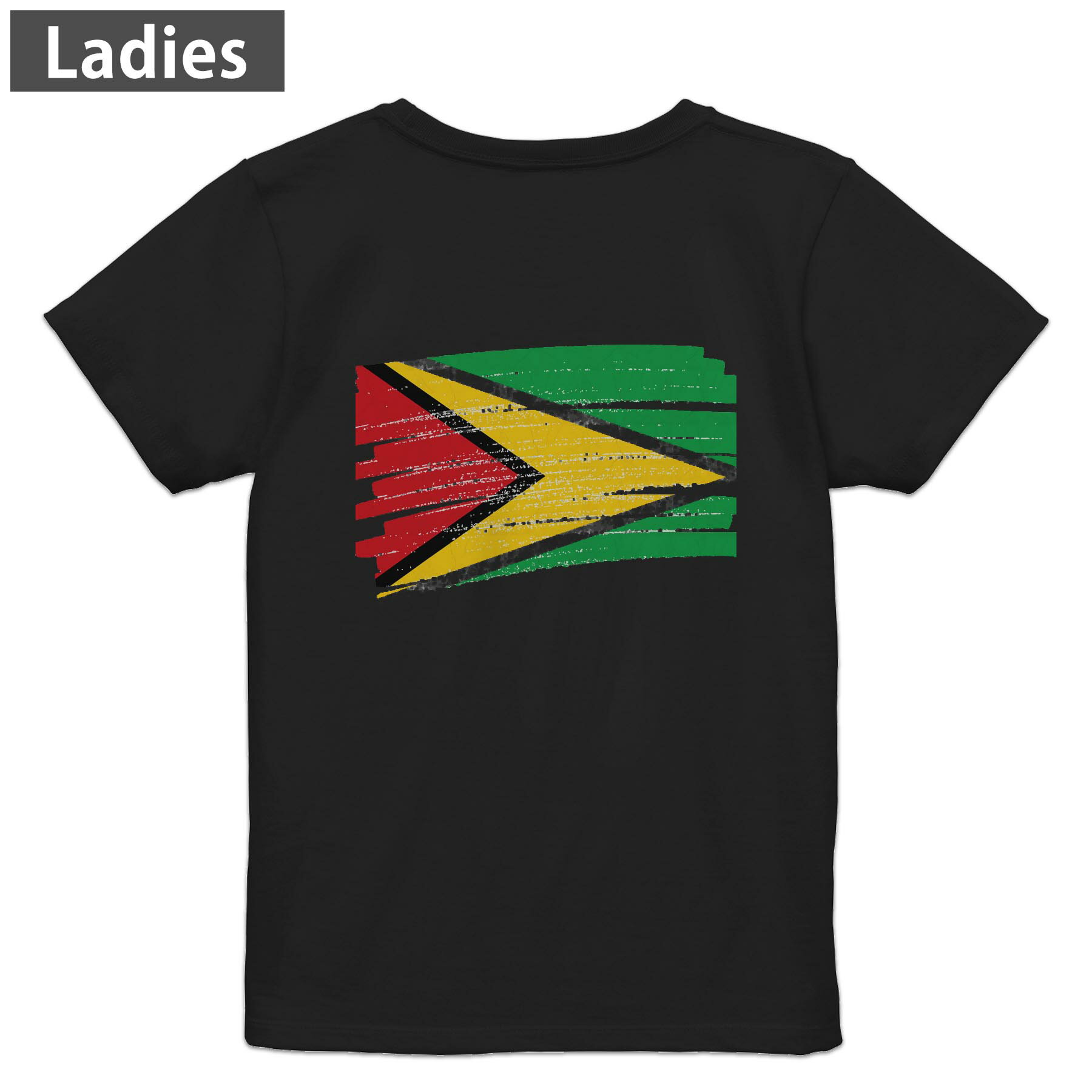 Tシャツ レディース バックプリント 半袖 ブラック 黒 デザイン M L tシャツ ティーシャツ T shirt 018464 guyana ガイアナ
