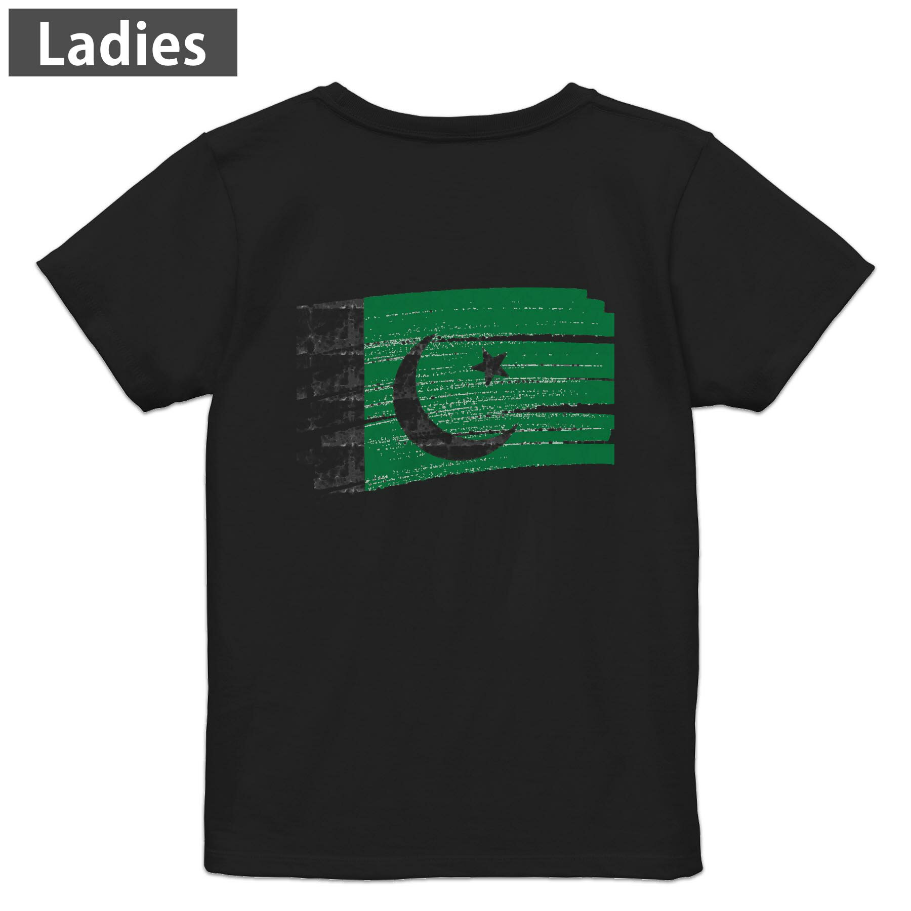 Tシャツ レディース バックプリント 半袖 ブラック 黒 デザイン M L tシャツ ティーシャツ T shirt 018530 pakistan パキスタン(4)
