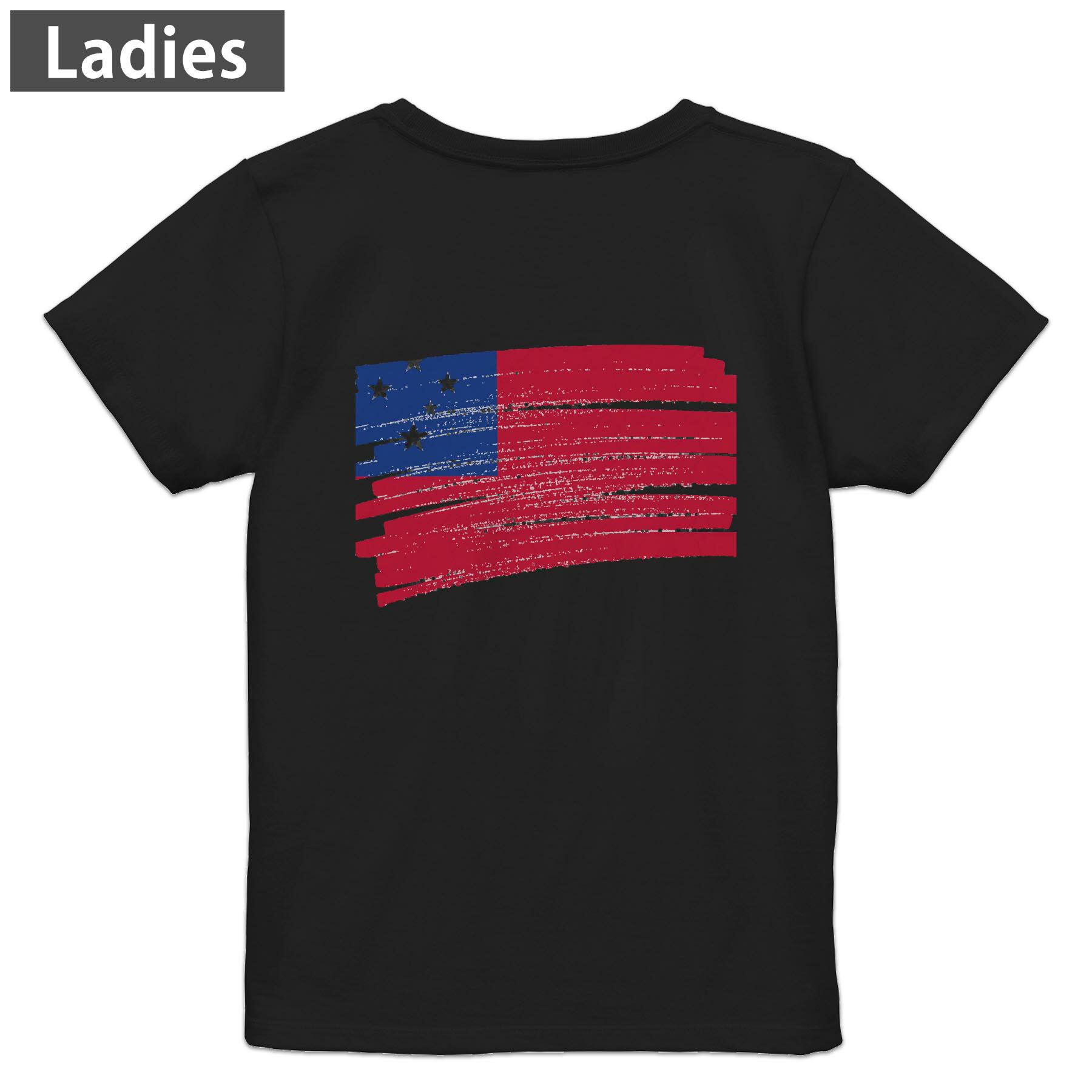 Print - Tシャツ レディース バックプリント 半袖 ブラック 黒 デザイン M L tシャツ ティーシャツ T shirt 018549 samoa サモア