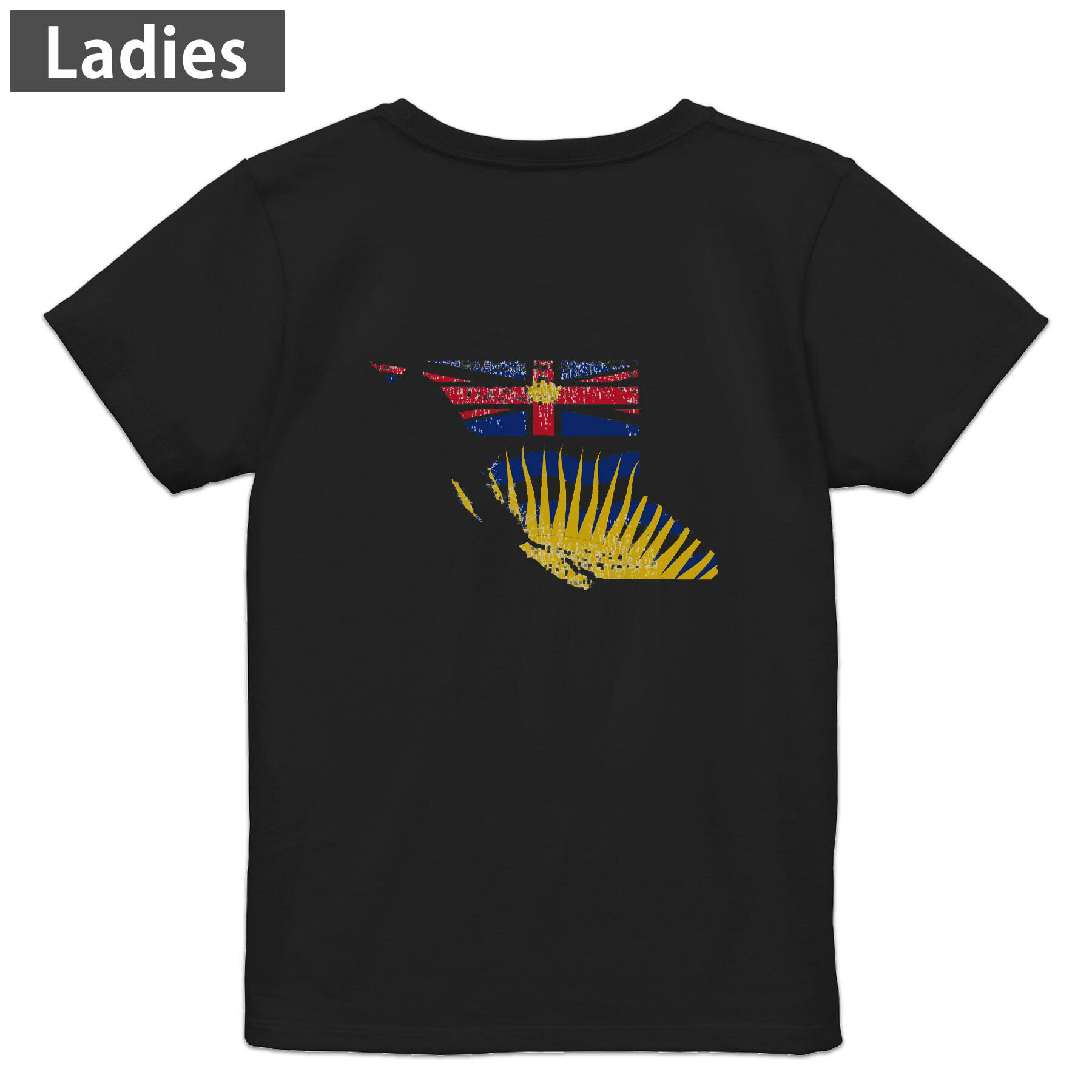 Print - Tシャツ レディース バックプリント 半袖 ブラック 黒 デザイン M L tシャツ ティーシャツ T shirt 018783 british_colombia ブリティッシュコロンビア
