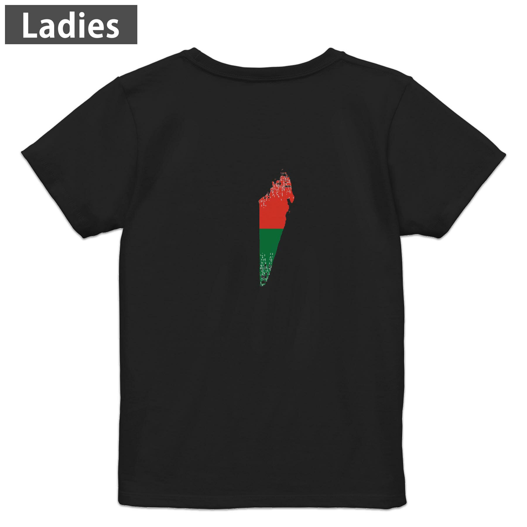 Tシャツ レディース バックプリント 半袖 ブラック 黒 デザイン M L tシャツ ティーシャツ T shirt 018878 madagascar マダガスカル