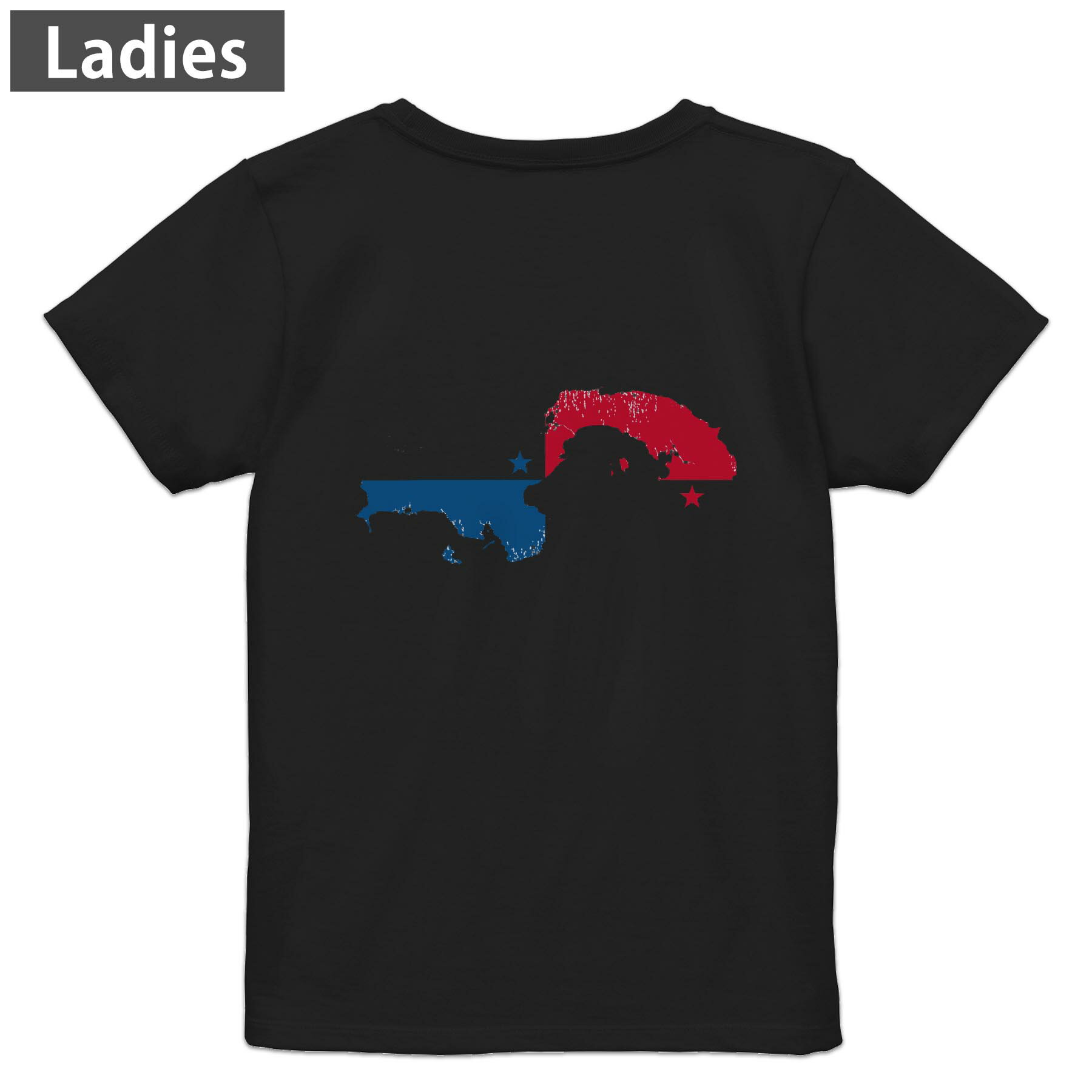 Print - Tシャツ レディース バックプリント 半袖 ブラック 黒 デザイン M L tシャツ ティーシャツ T shirt 018918 panama パナマ