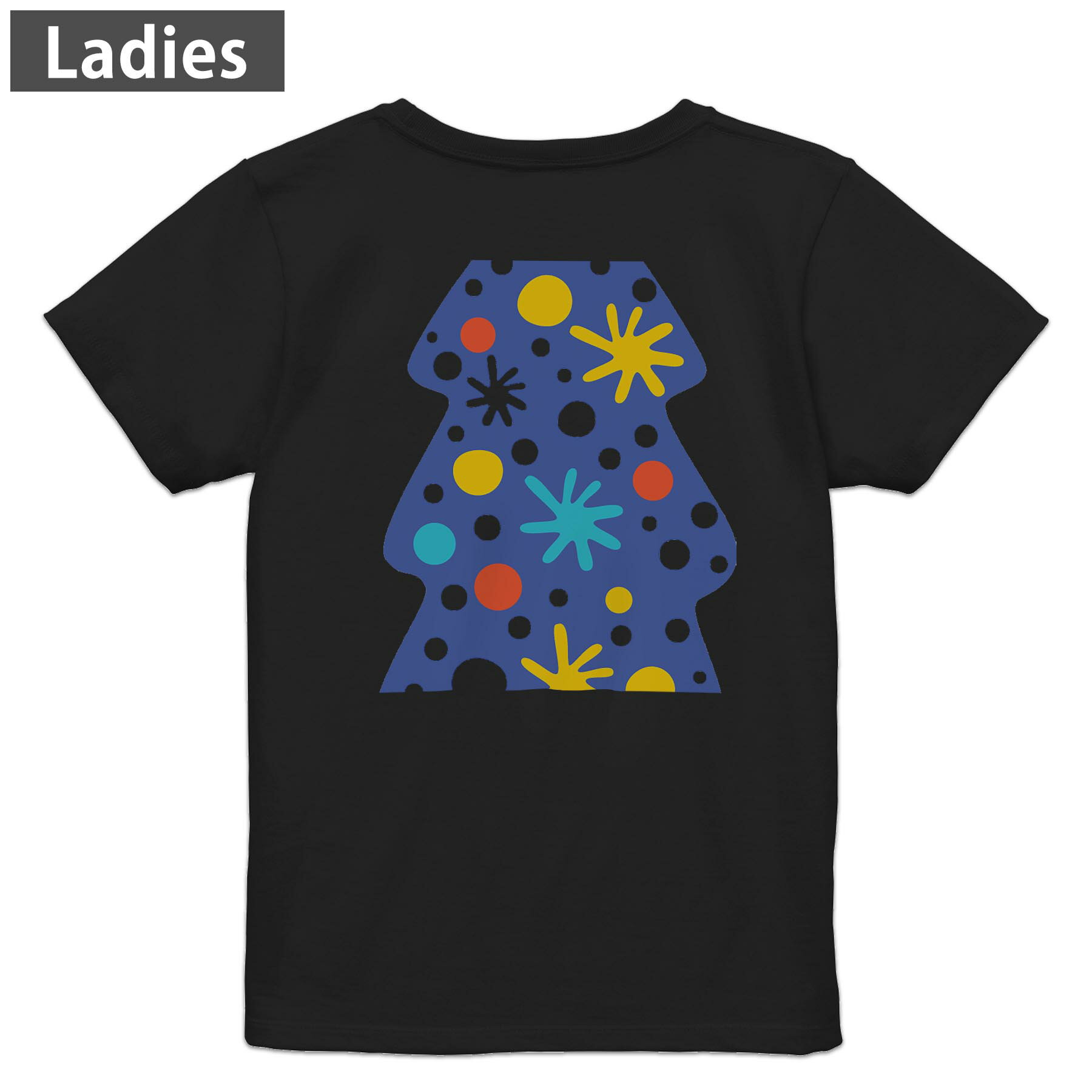 Tシャツ レディース バックプリント 半袖 ブラック 黒 デザイン M L tシャツ ティーシャツ T shirt 019032 アイコン クリスマス