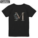 Tシャツ レディース バックプリント 半袖 ブラック 黒 デザイン M L tシャツ ティーシャツ T shirt 019157 文字 m アルファベット(4)