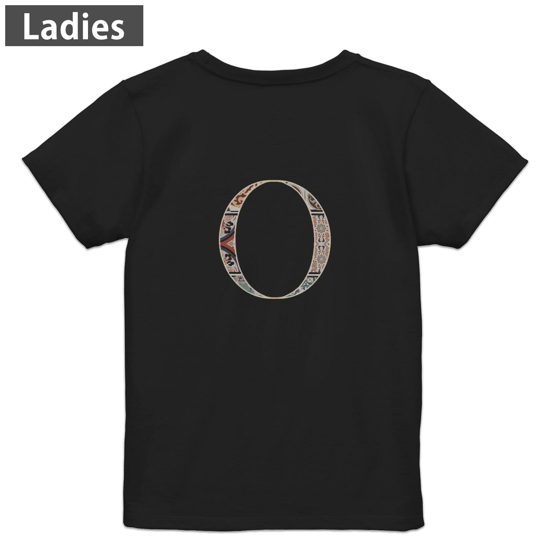 Print - Tシャツ レディース バックプリント 半袖 ブラック 黒 デザイン M L tシャツ ティーシャツ T shirt 019258 文字 o アルファベット