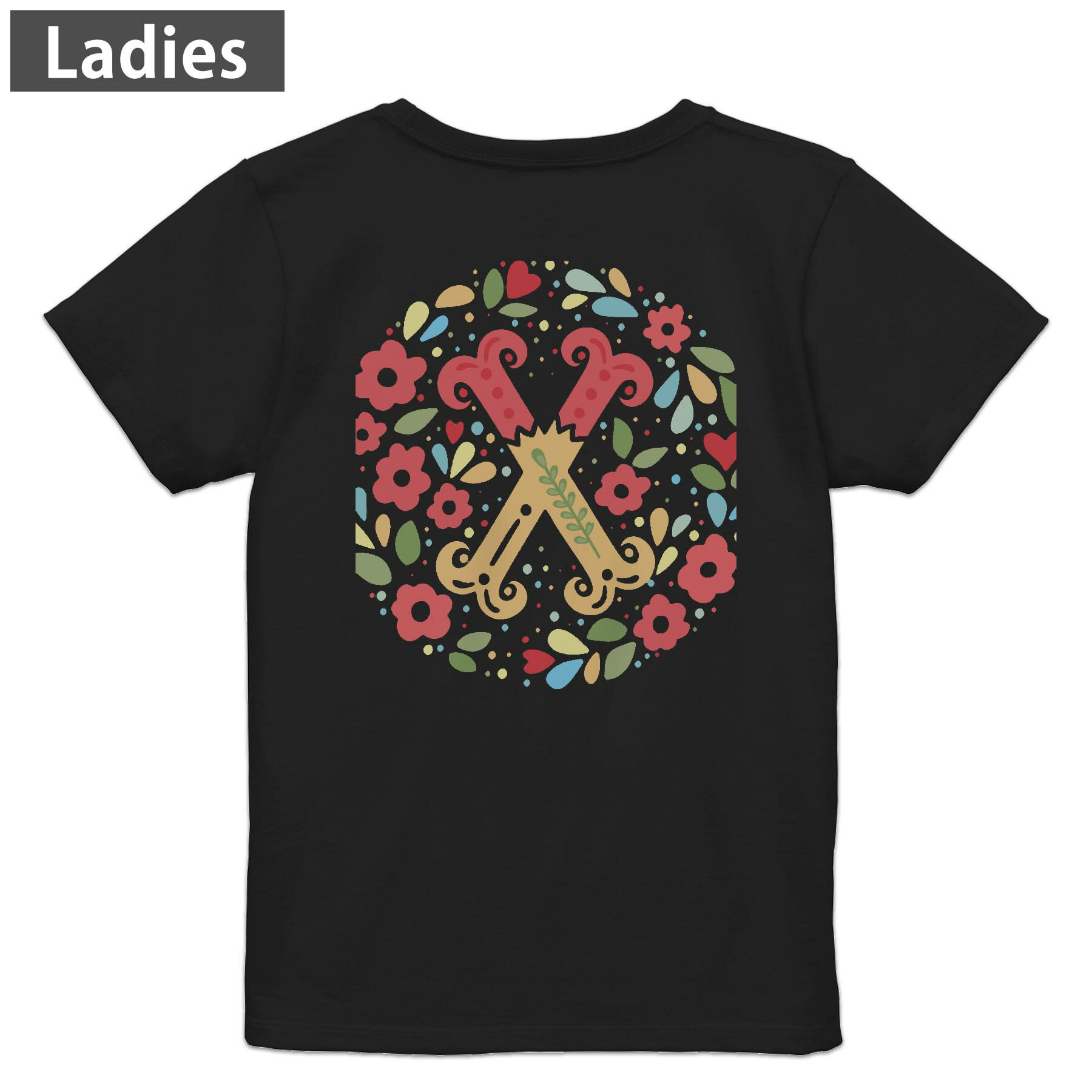 Other - Tシャツ レディース バックプリント 半袖 ブラック 黒 デザイン M L tシャツ ティーシャツ T shirt 019293 文字 x アルファベット