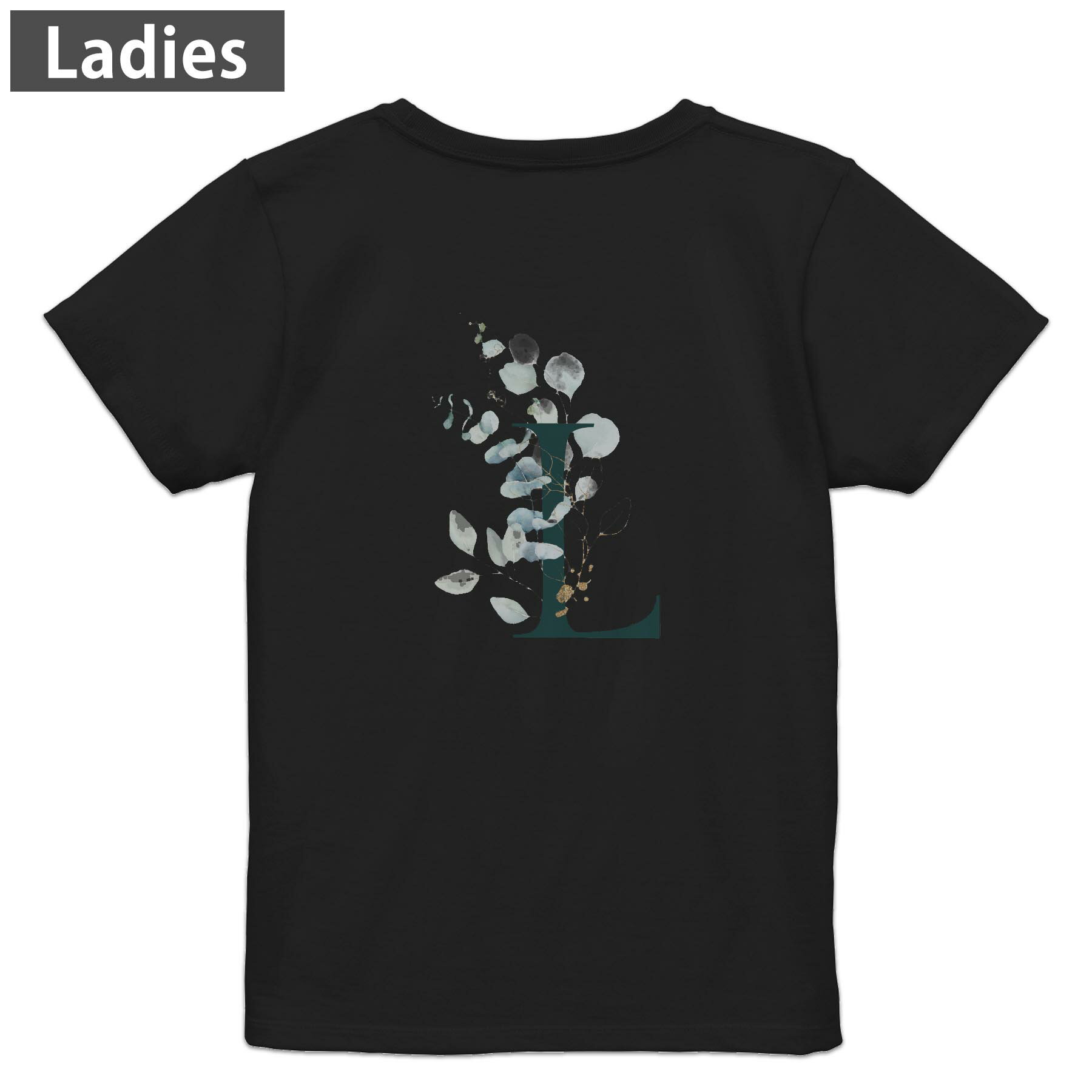 Three-Quarter - Tシャツ レディース バックプリント 半袖 ブラック 黒 デザイン M L tシャツ ティーシャツ T shirt 019390 文字 l アルファベット