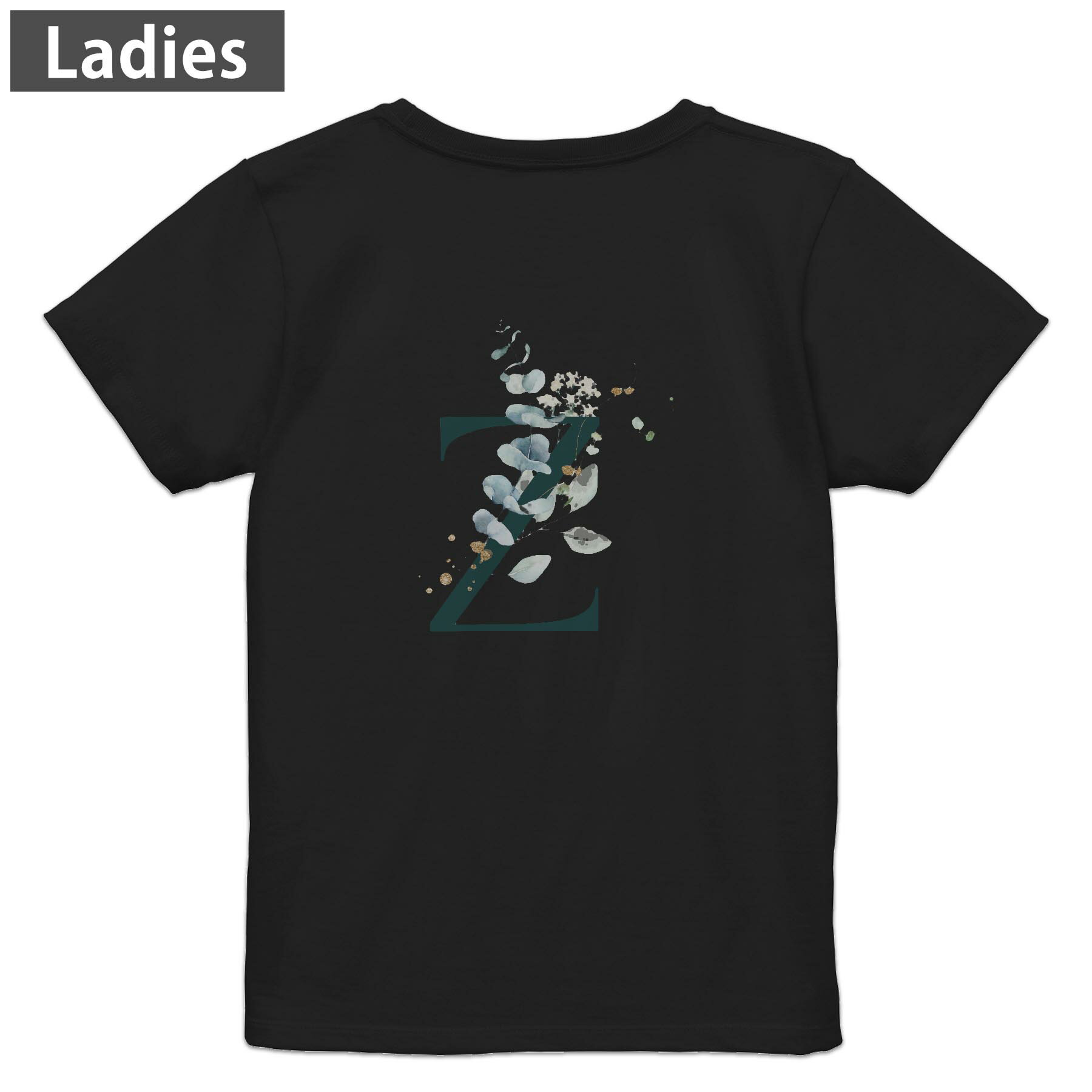 运动 - Tシャツ レディース バックプリント 半袖 ブラック 黒 デザイン M L tシャツ ティーシャツ T shirt 019404 文字 z アルファベット