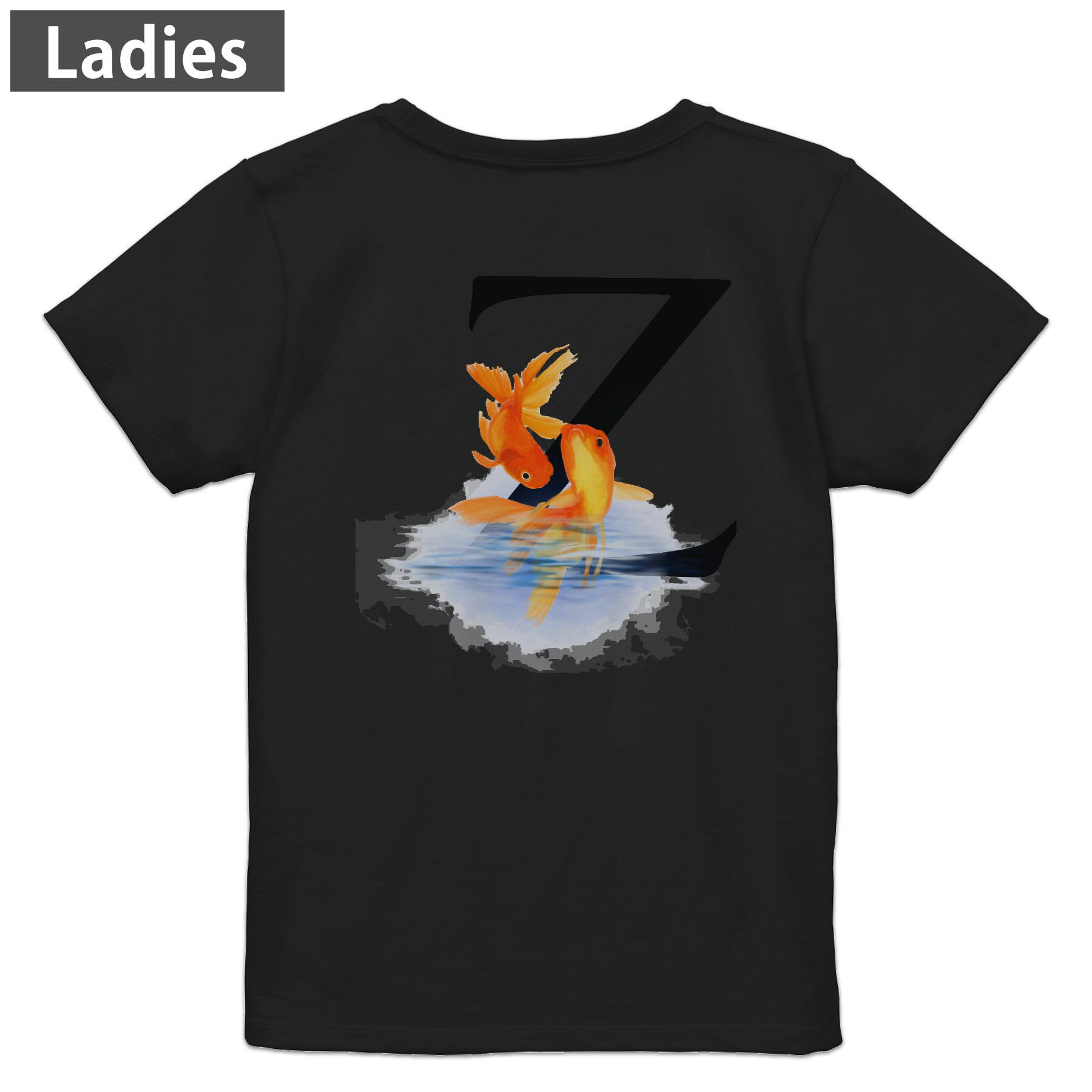 Three-Quarter - Tシャツ レディース バックプリント 半袖 ブラック 黒 デザイン M L tシャツ ティーシャツ T shirt 019468 文字 z アルファベット