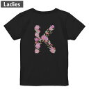 Tシャツ レディース バックプリント 半袖 ブラック 黒 デザイン M L tシャツ ティーシャツ T shirt 019492 文字 k アルファベット(4)