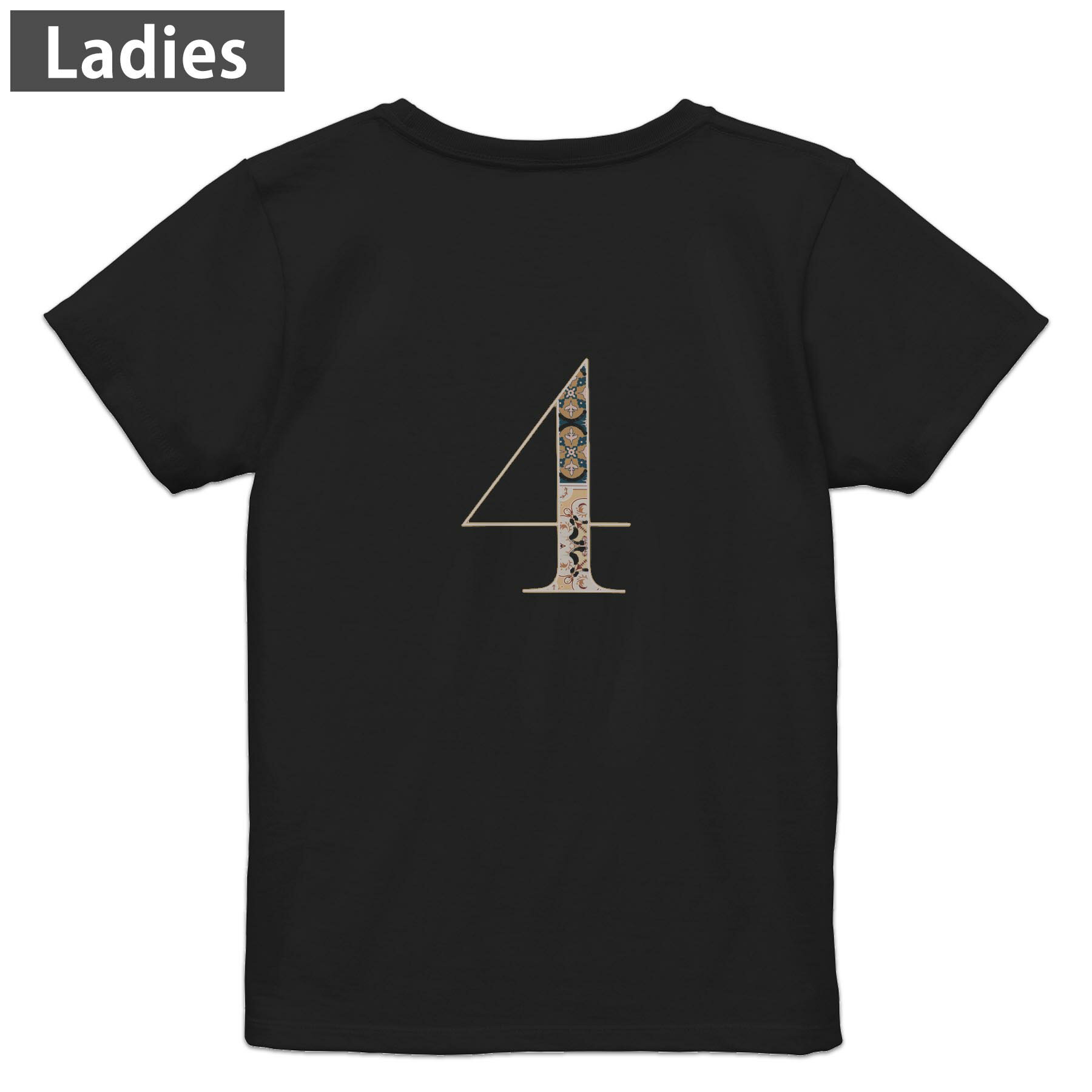 Three-Quarter - Tシャツ レディース バックプリント 半袖 ブラック 黒 デザイン M L tシャツ ティーシャツ T shirt 019599 文字 4