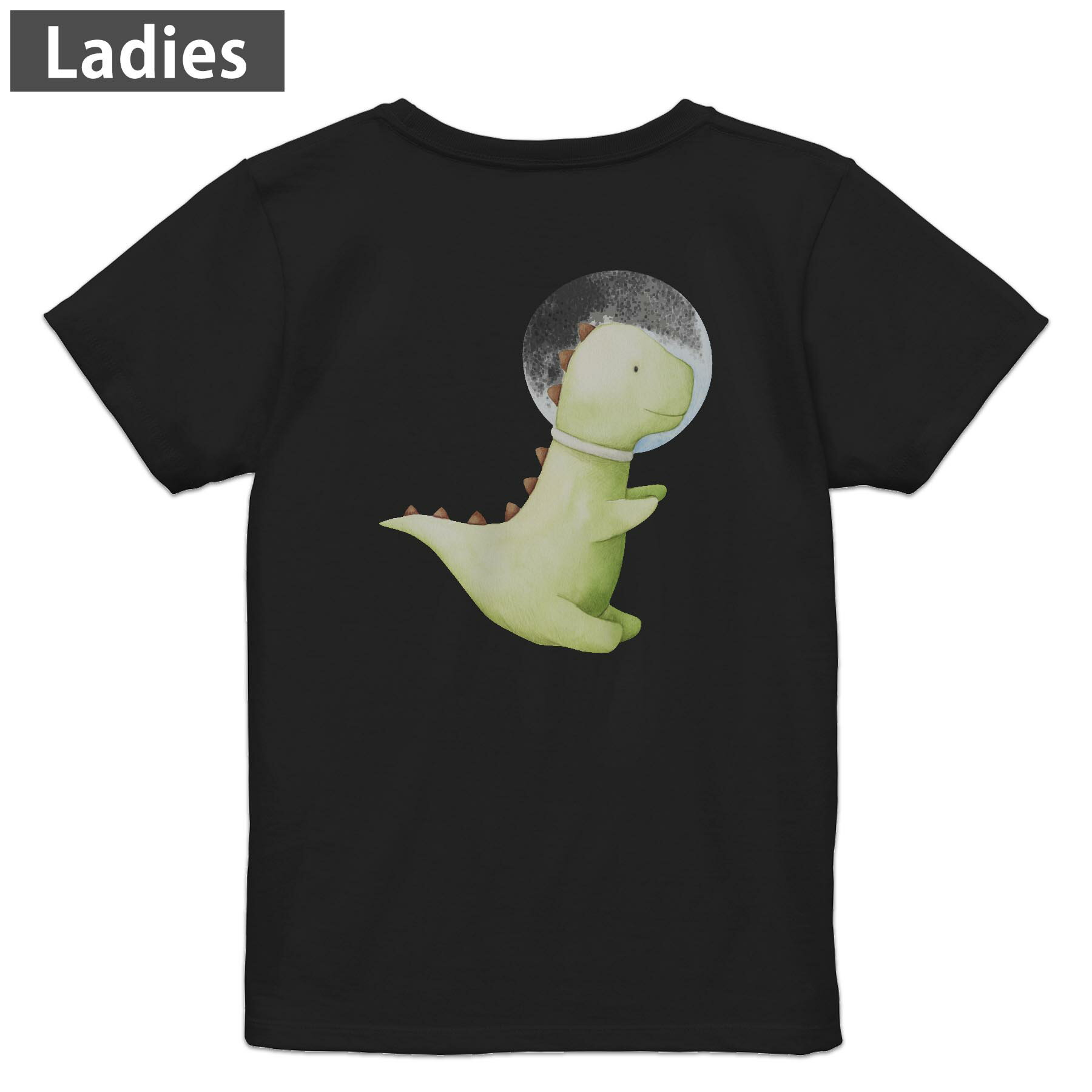 Other - Tシャツ レディース バックプリント 半袖 ブラック 黒 デザイン M L tシャツ ティーシャツ T shirt 019837 宇宙 恐竜 dinosaur