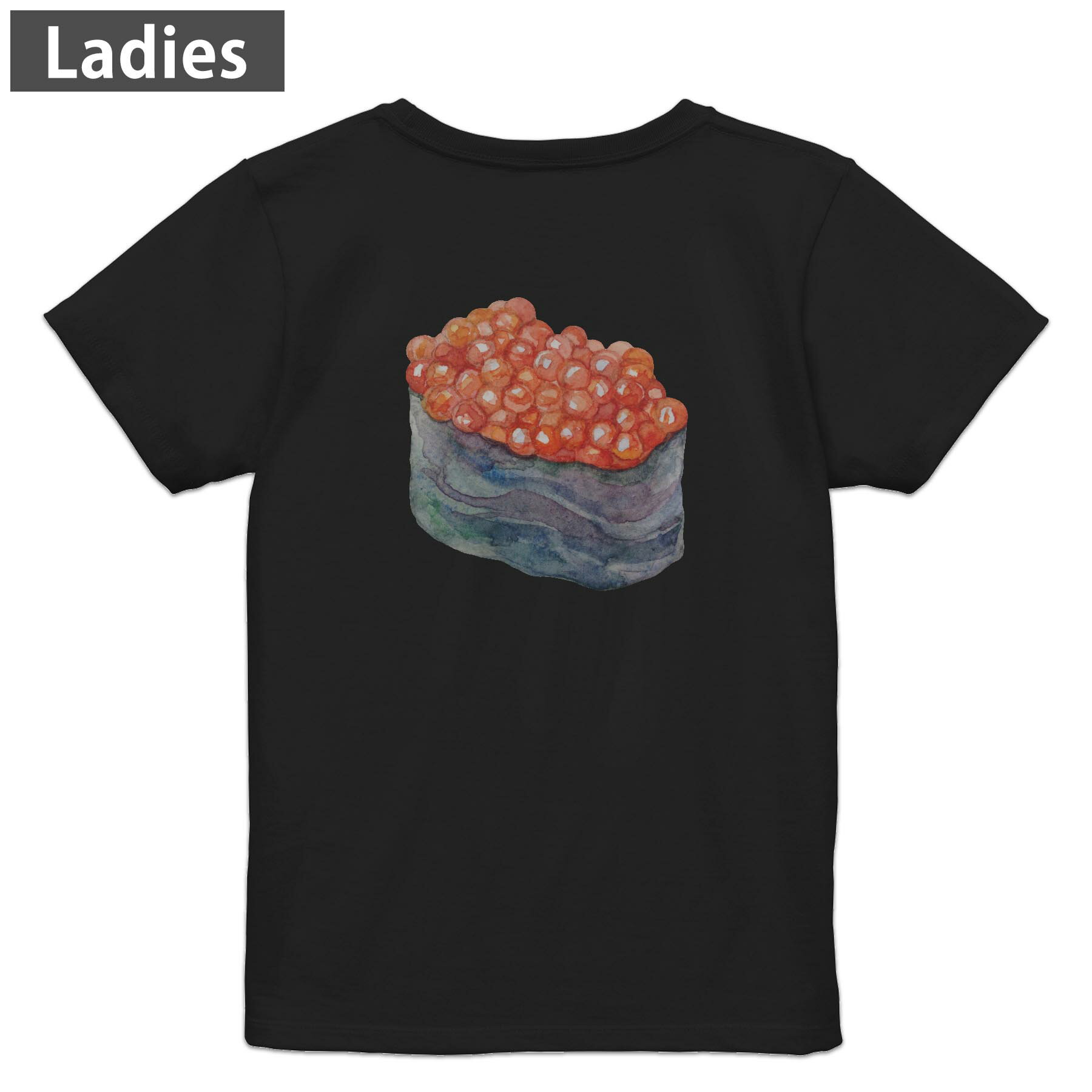 Other - Tシャツ レディース バックプリント 半袖 ブラック 黒 デザイン M L tシャツ ティーシャツ T shirt 019861 お寿司 Sushi ご飯