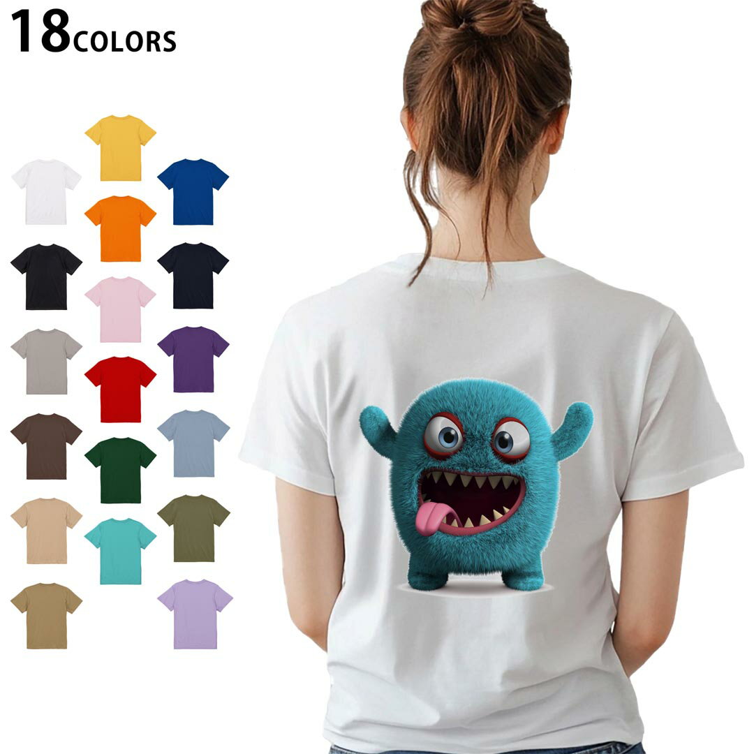 選べる18カラー Tシャツ レディース 半袖 ホワイト グレー デザイン M L Tシャツ ティーシャツ T shirt 003431 モンスター キャラクター