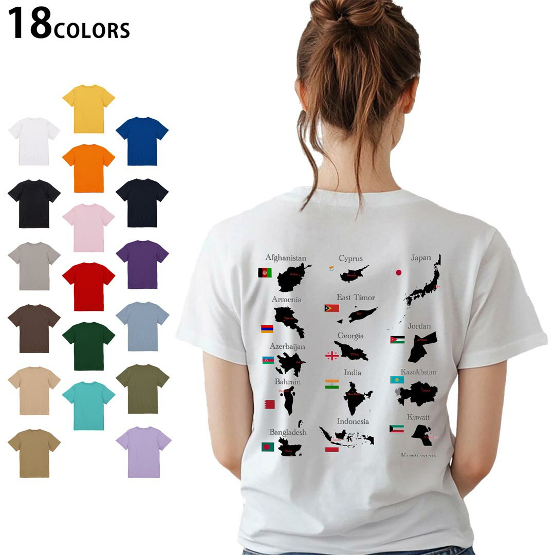 選べる18カラー Tシャツ レディース 半袖 ホワイト グレー デザイン M L Tシャツ ...