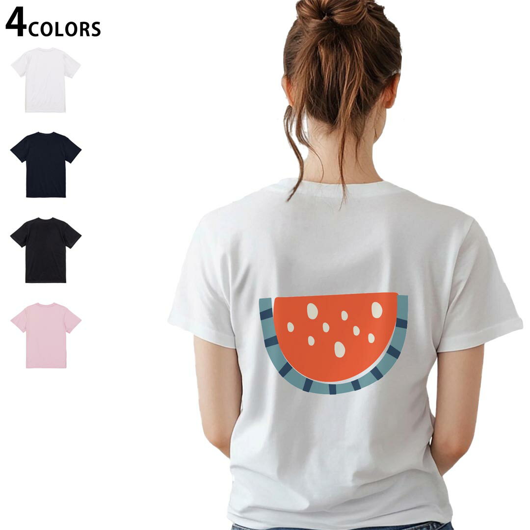 選べる18カラー Tシャツ レディース 半袖 ホワイト グレー デザイン M L Tシャツ ティーシャツ T shirt 032211 スイカ